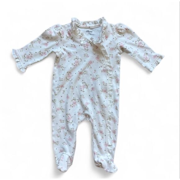 New Baby Giris Little Me Floral Print Ruffle Cotton Sleeper Footie Pajamas - 6 m - Picture 1 of 1